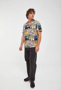 Camisa Hawaiana Azul Cómic de Manga Corta Informal de Van Gogh para Hombre, 100% Algodón, Transpirable para Verano - Product Image 4