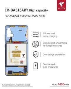 بطاريات هواتف FLYCDI لسامسونج A51 طراز EB-BA515ABY بسعة 4400 مللي أمبير في الساعة، بطارية هاتف محمول لـ A51 SM A515 و A515F - Product Image 4