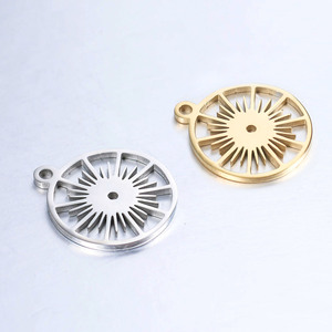 Jingxiang trong kho thép không gỉ tròn rỗng bánh răng Hình Học trang sức Hướng Dương Mặt dây chuyền, 18K mạ vàng giữ màu truy cập - Product Image 3