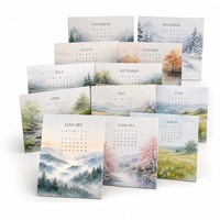 Ensemble de cartes postales calendrier mensuel 2027, impression couleur personnalisée, design en carton pour papeterie, vente en gros, cadeau d'entreprise pour les fêtes