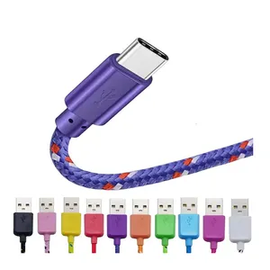 1m 2m 3m ניילון טעינה מהירה מיקרו סוג c כבל usb לאנדרואיד עבור אחר כבל מטען קלוע כבלי נתונים חדשים