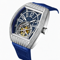 Montre mécanique automatique HANBORO pour homme, squelette lumineux ajouré, boîtier en acier inoxydable, résistance à l'eau 5 ATM