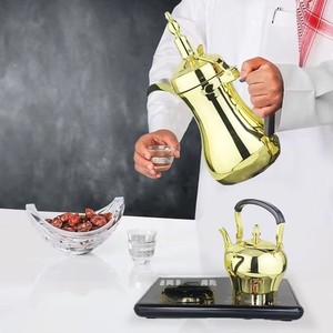 Cafetière Dallah Arabe de Luxe, Ensemble Café et Thé, Pot <span class=keywords><strong>Turc</strong></span> Traditionnel en Acier Inoxydable, Style Moyen-Orient, Écologique, Électrique - Product Image 4