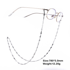 Cadenas para Gafas de Acero Inoxidable en Estilos de Corazón, Cruz y Eslabones Cruzados |   Cadena para Gafas Antideslizante para Mujer - Product Image 5