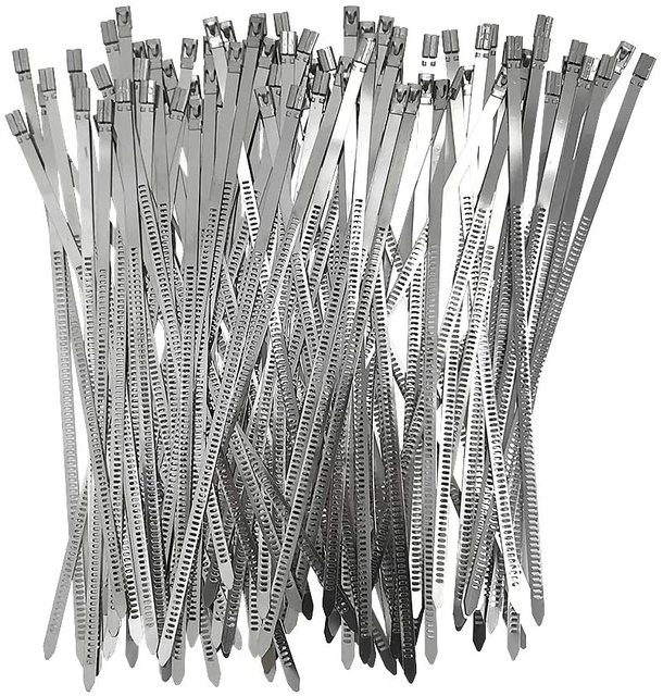 304 Stainless Steel Cable Ties Wrap Coated Self Locking Metal Zip Ties (Stainless Steel, 9.8inch)