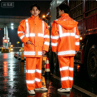 Combinaison de pluie haute visibilité durable et respirante avec doublure en maille réfléchissante pour agents de patrouille, agents de circulation, agents de sécurité et agents d'assainissement