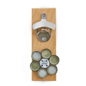 פותחן בקבוק עץ אשור רכוב קיר עם קולקציית מגנט קולטי בירה עץ למקרר - Product Image 3