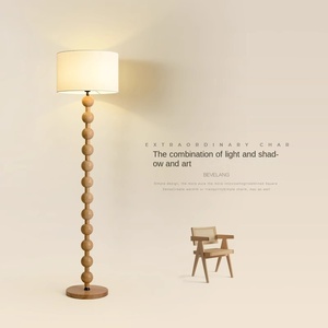 โคมไฟตั้งพื้นทำจากไม้วอลนัทโพสต์ทันสมัยสไตล์ย้อนยุคแนวตั้ง E27 LED ผ้าสีเหลืองขนาดเล็กสำหรับห้องนั่งเล่นที่เรียบง่ายการออกแบบห้องนอน - Product Image 2