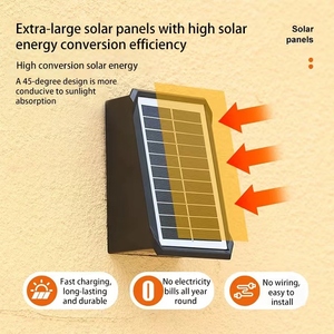 Lámpara <span class=keywords><strong>Solar</strong></span> de Pared de Alta Luminosidad con Iluminación Dispersa Hacia Arriba y Hacia Abajo, <span class=keywords><strong>Sensor</strong></span> de <span class=keywords><strong>Luz</strong></span>, IP65 Impermeable, Decoración para Jardín y Cercas - Product Image 6