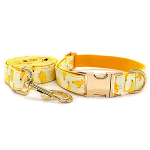 Collier <span class=keywords><strong>banane</strong></span> jaune en coton pour chien, accessoire animaux de compagnie, boucle en métal en or rose, en polyester, pour la sécurité, tendance - Product Image 1