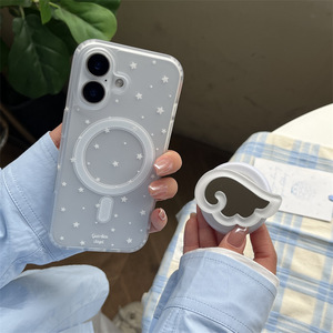 Star & Angel Wings Mirror Magnetic <b>Stand</b> Phone Case for <b>iPhone</b> 17 Pro Max 16 15 14 Cute Girly Protective Cover - Product Image 2