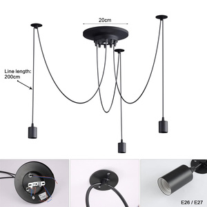 Lámpara Colgante de <span class=keywords><strong>Araña</strong></span> DIY 220V, Lámpara de Techo Industrial Negra, Lámparas Colgantes Edison Antiguas, Luces de Techo Modernas Retro, Estilo Art Deco para Habitación - Product Image 5