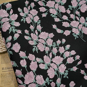 Bán Buôn 100 Polyester Mềm Trắng Đen Hoa Mô Hình Thổ Cẩm Jacquard Vải Cho Mùa Hè Mùa Xuân Mùa Thu Phụ Nữ Ăn Mặc - Product Image 2