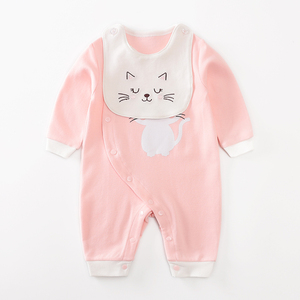 Mono de algodón unisex para bebé con babero, ideal para otoño, venta al por mayor - Product Image 2