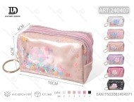 Portamonete floreale da 5 pollici con chiusura a cerniera e mini cinturino da polso per donna - Product Image 1