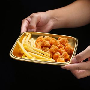 Plateau de service rectangulaire moderne en acier inoxydable doré, écologique et épaissi, pour dîner, <span class=keywords><strong>camping</strong></span>, apéritifs et biscuits - Product Image 4
