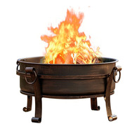Cheminée de bois à charbon de bois pour jardin, foyer avec écran d'étincelle et feu, Poker pour Patio extérieur, jardin et arrière-cour, métal noir
