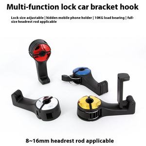 Support de téléphone portable 2-en-1 pour appuie-tête de voiture, crochet de fixation pour dossier de siège, accessoire de rangement intérieur pour véhicule - Product Image 4