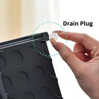 Plateau de drainage rectangulaire en plastique fin pour plantes succulentes avec bouchon de vidange, blanc/noir, pour rebord de fenêtre et balcon étroit