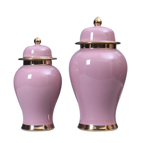 Vase de bureau en porcelaine Art Déco de Jingdezhen avec bordure dorée, jaune moderne pour la décoration de la maison <span class=keywords><strong>et</strong></span> des hôtels - Product Image 6