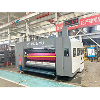 Machine d'impression flexographique, découpeuse, rainureuse et empileuse de cartons, impression 4 couleurs à l'encre aqueuse, machine de fabrication de boîtes en carton ondulé