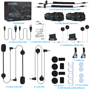 2 pièces Fodsports Fx8 8 Riders Casque de <span class=keywords><strong>moto</strong></span> Bluetooth Casque audio Haut-parleurs Prise en charge des appels mains libres - Product Image 6