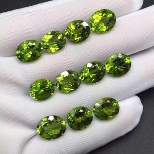 YZ Agustus batu keberuntungan batu permata Peridot alami batu kelahiran segi oval kalung Peridot hijau manik-manik Peridot kristal zaitun - Product Image 1