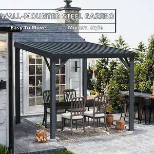 Linya Portable Upgrade Lean Wall-Mounted Modern Outdoor Furniture Gazebo Hardtop Galvanized Steel Sloping <b>Roof</b> <b>Canopy</b> Pergola - Product Image 2