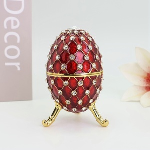 SHINNYGIFTS - Adorno de Huevo Fabergé de Lujo en Esmalte, Caja de Joyas con Pedrería, Decoración para el Hogar, Regalo - Product Image 1