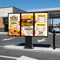 Écran LCD triple de 55 pouces lisible en plein soleil 3000 nits, étanche IP65, affichage numérique de menu 24h/24 et 7j/7 pour drive-thru