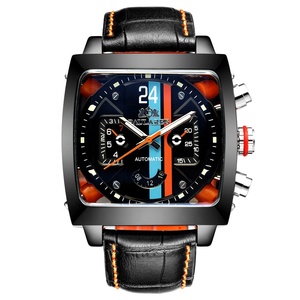 Paulareis Men's Watch Fully <b>Automatic</b> Mechanical Multifunctional Luminous Leather Square Mens Watches Top Brand Luxury - Product Image 1