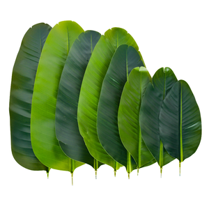 Feuilles de bananier artificielles en latex, aspect réaliste, imperméables, vertes, pour décoration murale intérieure, mariage, usage domestique - Vente en gros L-084 - Product Image 1