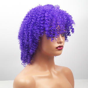 <span class=keywords><strong>Perruque</strong></span> d'<span class=keywords><strong>Halloween</strong></span> de petite vague afro pour enfants adultes bon marché avec conception d'éventail cheveux bouclés en fibre de haute température en matériau synthétique - Product Image 4