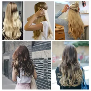 Extensions de cheveux naturels blonds Remy lisses avec fil de pêche et 3 clips – Extension de cheveux à fil invisible - Product Image 6