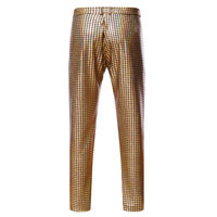 Pantalon disco métallisé brillant pour homme, taille mi-haute, style années 70/80, festival, rave, cosplay, look mouillé, danse de fête, jambe droite, hip hop