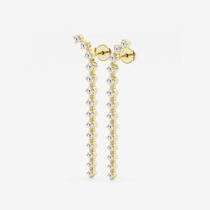 Boucles d'oreilles pendantes incurvées en diamant rond cultivé en laboratoire 2 carats, bijoux élégants et tendance pour femmes, design moderne et luxueux. - Product Image 5
