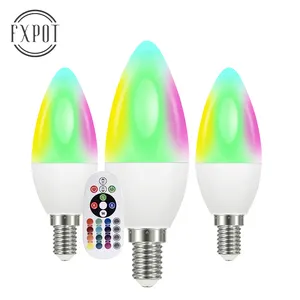 FXPOT Smart Led Light Wholesale Smart Led Candle RGB Colour Dimming Remote Control Light 5watt E27 Led Bulb