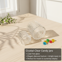 Pot en verre transparent de luxe vide avec couvercle, multifonctionnel, pour décoration de cuisine, bougeoir en verre pour fêtes, idéal pour les cadeaux, compatible lave-vaisselle