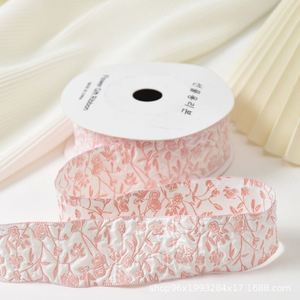 Ruban en polyester gaufré floral Zexiao, couleur personnalisée, élégant, 2,5/4 cm, pour décoration de robe de mariée, haute ténacité - Product Image 2