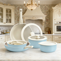 Ensemble de casseroles en aluminium antiadhésif avec poignée amovible, casseroles et poêles empilables, universel pour cuisinière à gaz et four à induction