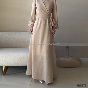 Vestido Abaya Modesto para Mujer Habib 2026, Venta al por Mayor, Abaya Lisa con Cintura Ajustable Personalizada - Product Image 3