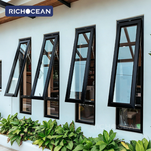 Fenêtres <span class=keywords><strong>à</strong></span> auvent en aluminium noir <span class=keywords><strong>à</strong></span> économie d'énergie RICHOCEAN, fabrication directe d'usine, double vitrage Low-E, fenêtre <span class=keywords><strong>à</strong></span> battants - Product Image 4