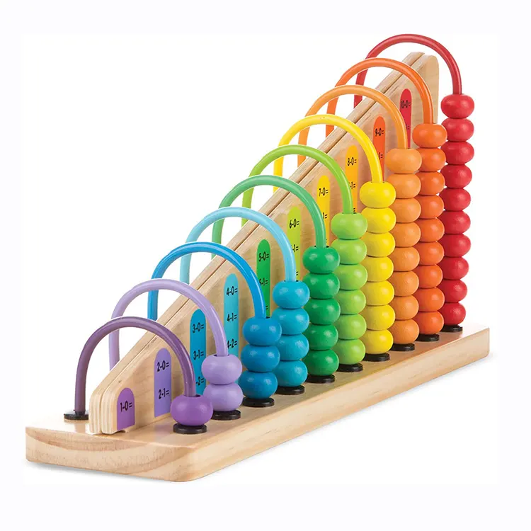 2022 new design natural Wooden rainbow colored montessori toys Learning tools Math Counting abacus Beads education for Kids
