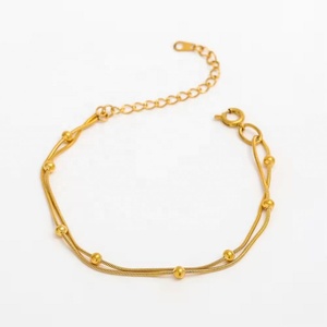 Joyería Personalizada, Pulsera de Doble Capa con Cuentas de Hueso de Serpiente, Chapada en Oro de 18K, Acero Inoxidable, para Mujer, Venta al Por Mayor - Product Image 1