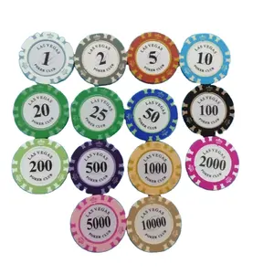 Chất Lượng Cao Tùy Chỉnh Abs Poker Chip Thiết Lập Với Kim Loại Chèn Màu Trọng Lượng 11.5G Lựa Chọn Chip Mini Poker Chip