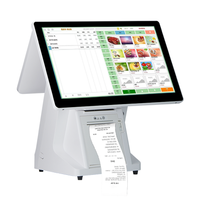 Systèmes de point de vente tout-en-un à écran tactile simple/double de 15.6 pouces Caisse enregistreuse Windows avec imprimante intégrée de 58mm/80mm