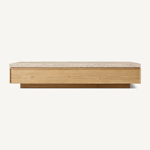 Wholesale Nordic Modern Wooden Indoor Decor Furniture Living Room Travertine Slab Rectangular Coffee Table