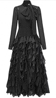 Robe à col foulard style royal français, à pois, coupe sirène, taille ajustée, avec fronces, de la collection Real Shot Heavy Industry