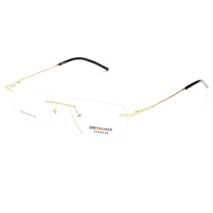 Lunettes sans monture gris-noir pour hommes, monture optique en métal, visage carré, largeur moyenne, verres Plano, modèle SF9002 - Product Image 5