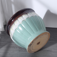 Nouvelle jardinière réactive bleue émaillée Pots de fleurs ensemble de 3 vases géants en céramique pour extérieur maison jardin contemporain conceptions personnalisées